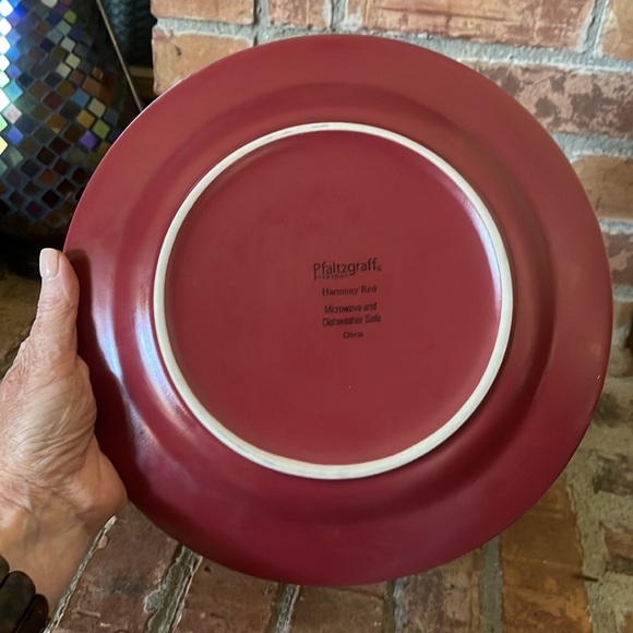 Vtg Pfaltzgraff Harmony Red Dinner Plates Set of 2 - Picture 3 of 4